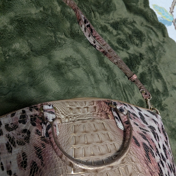 Brahmin Elegant Embossed Shoulder Bag in Cream and Brown - Picture 10 of 10